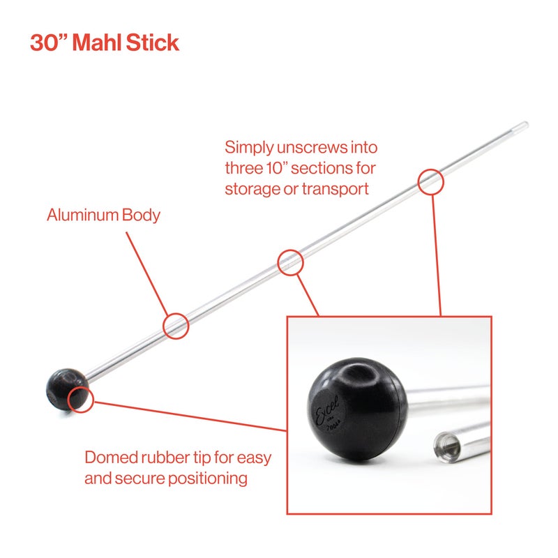 Excel Blades 30-Inch Aluminum Mahl Stick â€“ Painter Hand Rest With Rubber End, 3-Section Design For Artist, Painter Tools And Accessories - Image 3